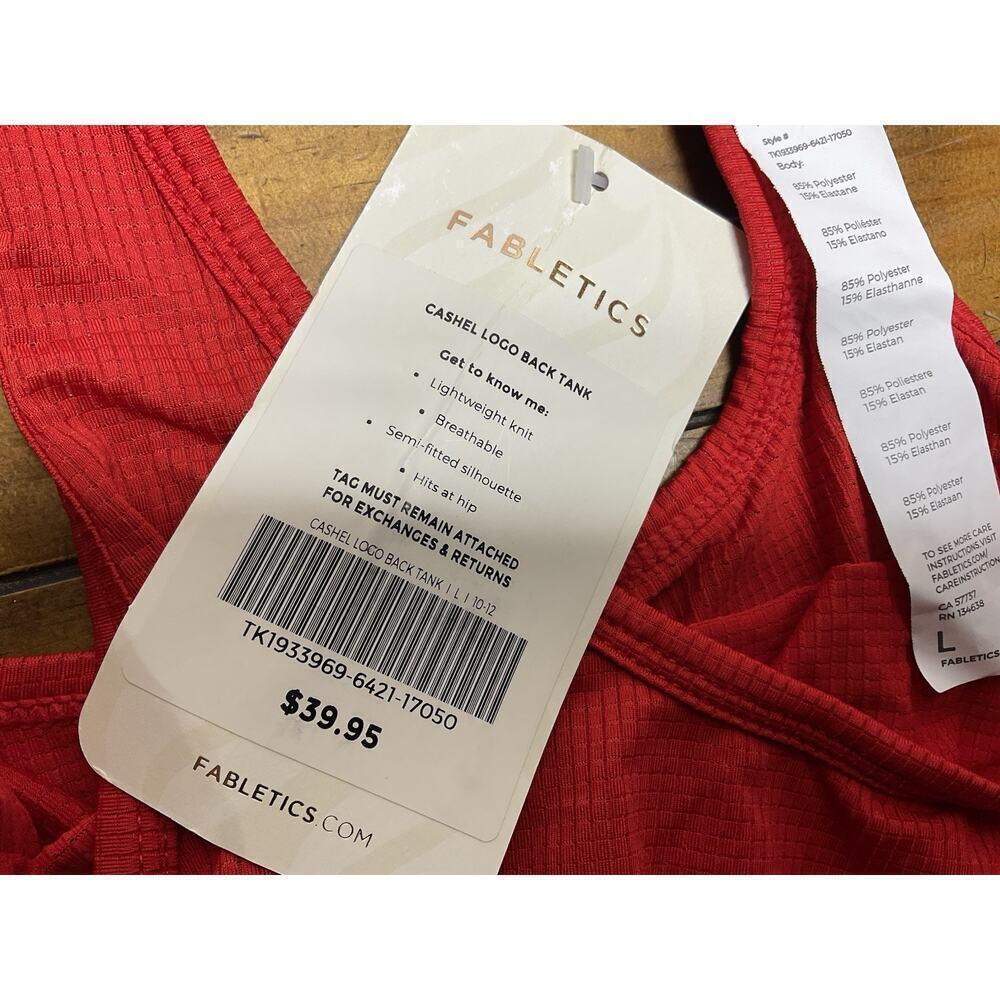 Fabletics Cashel Tank Top Mesh Logo Racerback Red Size Large NWT - Picture 8 of 10